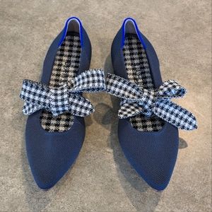 Rothy's The Mary Jane in Ink Gingham pointed toe ballet flats, size 7.5